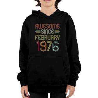 46Th Birthday Gifts Awesome Since February 1976 46 Years Old Youth Hoodie | Mazezy