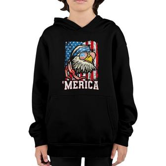 4Th Of July Bald Eagle Usa Flag Patriotic Merica Youth Hoodie | Mazezy
