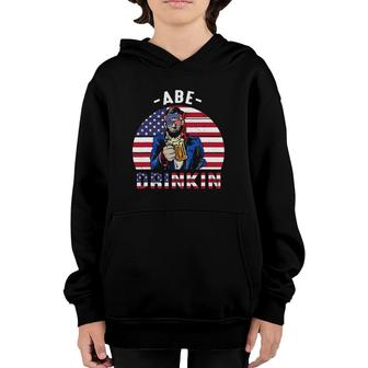 4Th Of July Drinkin Like Lincoln Abraham Abe American Flag Youth Hoodie | Mazezy