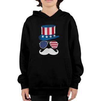 4Th Of July Funny Gift Usa Mustache Man Youth Hoodie | Mazezy