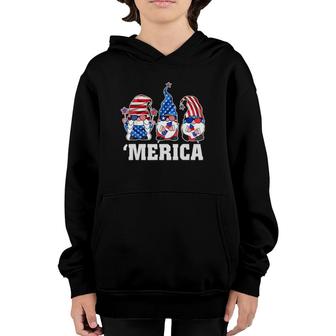 4Th Of July Gnomes Merica American Freedom Usa Flag Youth Hoodie | Mazezy