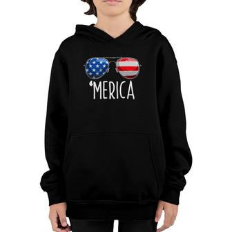 4Th Of July Merica Sunglasses All America Usa Flag Youth Hoodie | Mazezy