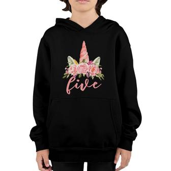 5 Years Old Birthday Girl Gift Unicorn 5Th Birthday Youth Hoodie | Seseable CA