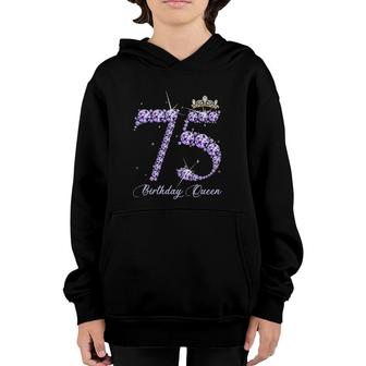 75 Years Old It's My 75Th Birthday Queen Diamond Heels Crown Youth Hoodie | Mazezy
