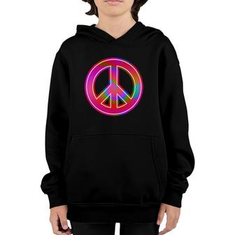90S Rave Psychedelic Tie Dye Hippie Peace Sign Youth Hoodie | Mazezy