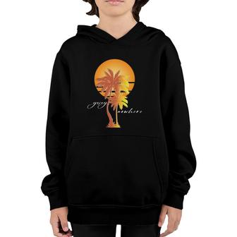 90'S Retro Sunset Summer Vibes Summer Palm Tree Orange Color Youth Hoodie | Mazezy