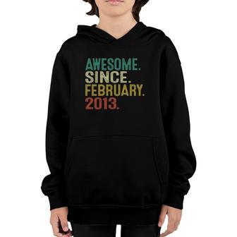 9Th Birthday Gifts Vintage Awesome Since February 2013 Ver2 Youth Hoodie | Mazezy