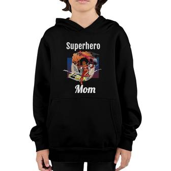 African American Black Superhero Mom Action Youth Hoodie | Mazezy
