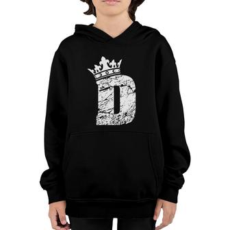Alphabet Initial Letter D And King Queen Crown Tee Youth Hoodie | Mazezy