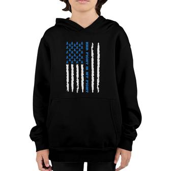 Als Her Fight Is My Fight Blue Ribbon Usa Flag Youth Hoodie | Mazezy