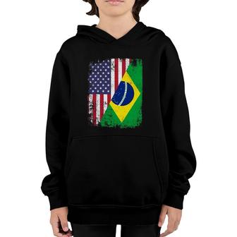 American Brazilian Roots Half American Usa Brazil Flags Youth Hoodie | Mazezy