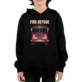 American Fire Rescue Firefighter Department Truck Fireman Youth Hoodie | Mazezy