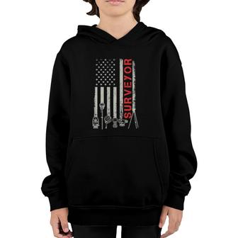 American Flag Land Surveyor Surveying Engineer Youth Hoodie | Mazezy