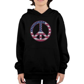 American Flag Peace Sign - America Pride - Usa Proud Patriot Youth Hoodie | Mazezy