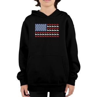 American Flag Usa Rough Collie 4Th Of July With Dog Paw Youth Hoodie | Mazezy