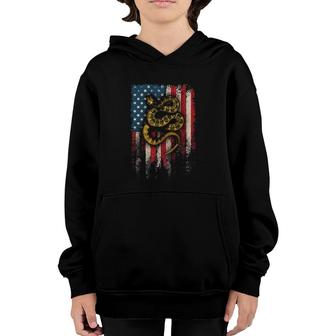 American Flag With Rattlesnake Youth Hoodie | Mazezy