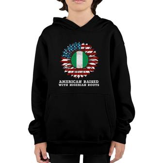 American Raised With Nigerian Roots Sunflower Usa Flag Youth Hoodie | Mazezy