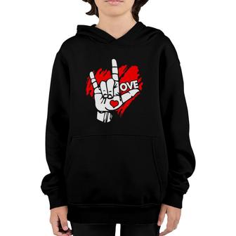American Sign Language I Love You Red Heart Youth Hoodie
