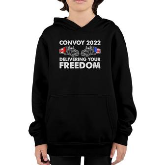 American Trucker Convoy 2022 Usa Canada Truck Driver Protest Youth Hoodie | Mazezy