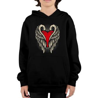 Angel Wings & Heart Valentines Day Matching Love Gif Youth Hoodie | Mazezy