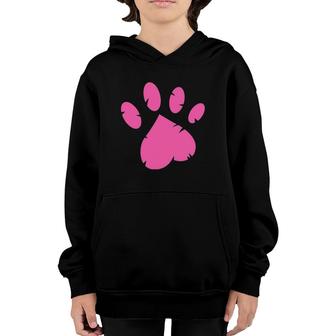 Animal Rescue Apparel In Black With Hot Pink Paw Youth Hoodie | Mazezy