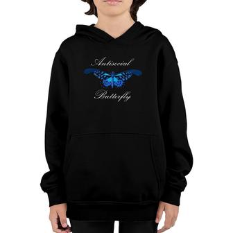 Antisocial Butterfly Introvert Funny Social Anxiety Youth Hoodie | Mazezy