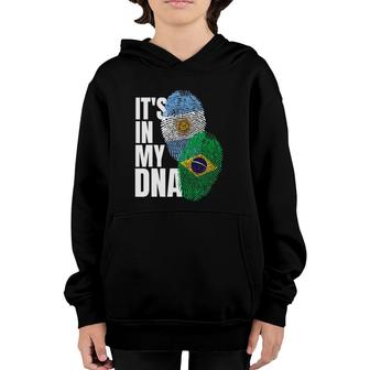 Argentinian And Brazilian Mix Dna Flag Heritage Youth Hoodie | Mazezy