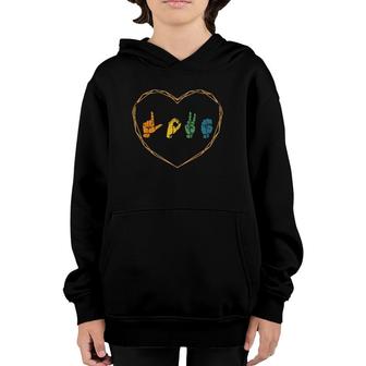 Asl Love American Sign Language Gifts Deaf Mute Finger Sign Youth Hoodie | Mazezy