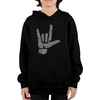 Asl Sign I Love You In 40 Different Languages Asl Youth Hoodie | Mazezy