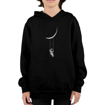 Astronaut Riding A Swing Tethered To The Moon Youth Hoodie | Mazezy