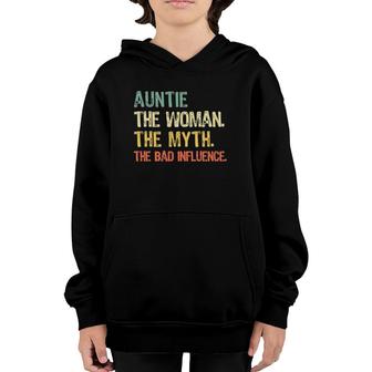 Auntie The Woman Myth Bad Influence Retro Gift Mother's Day Youth Hoodie | Mazezy