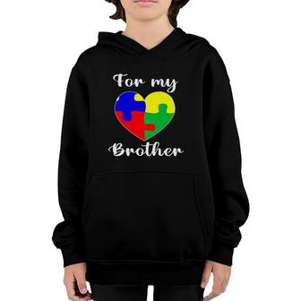 Autism Awareness Gift For Brother With Loving Heart Symbol Youth Hoodie | Mazezy