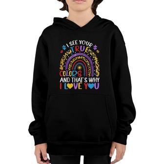 Autism Awareness Rainbow I See Your True Colors Puzzle Piece Youth Hoodie | Mazezy UK