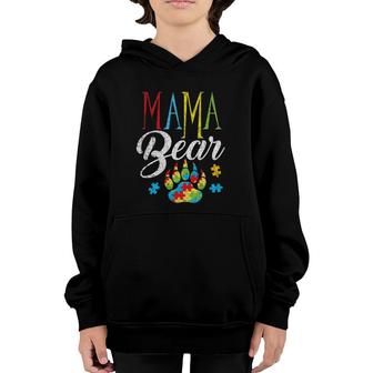 Autism Mama Bear Puzzle Piece Child Grunge Womens Autistic Youth Hoodie | Mazezy