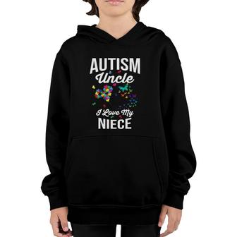 Autism Uncle I Love My Niece Puzzle Butterfly Youth Hoodie | Mazezy
