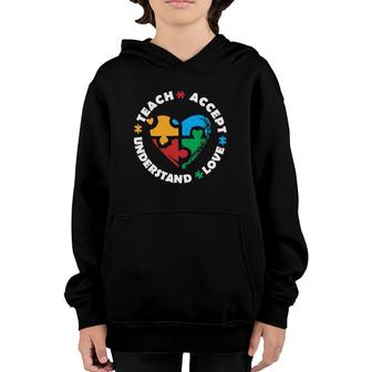 Autistic Awareness Month Teacher Accept Understand Love Asd Youth Hoodie | Mazezy