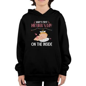 Baby's First Mother's Day On The Inside Pregnant Mommy Mama Youth Hoodie | Mazezy