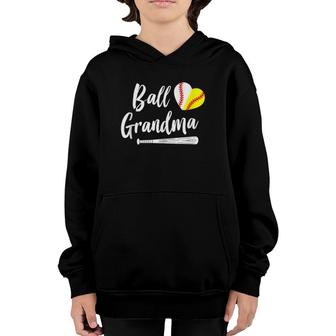 Ball Grandma Baseball Softball Grandmother's Youth Hoodie | Mazezy