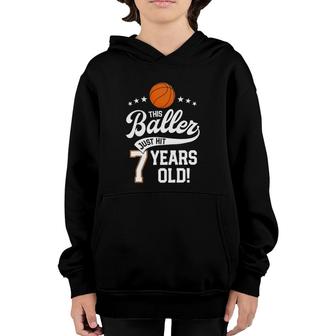 Basketball Birthday 7 Years Basketball Themed Party Youth Hoodie | Mazezy