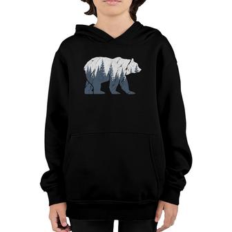 Bear In The Woods Patriotic Vintage Forest National Park Youth Hoodie | Mazezy