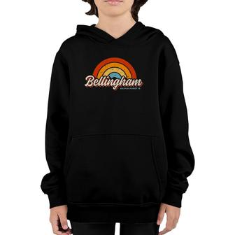 Bellingham Massachusetts Ma Vintage Rainbow Retro 70S Youth Hoodie | Mazezy