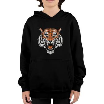 Bengal Tiger Roaring Animal Lover Youth Hoodie | Mazezy