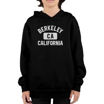 Berkeley Ca California Gym Style Distressed White Print Youth Hoodie | Mazezy
