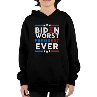 Biden Worst President Ever Funny Political Humor Youth Hoodie | Mazezy