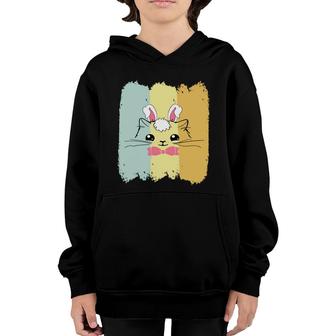 Black Cat Bunny Cat Cute Gift For Easter Day Youth Hoodie - Seseable