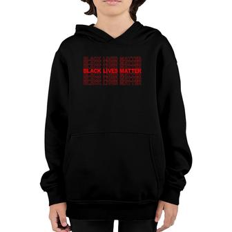 Black Lives Matter Repeating Red Text Youth Hoodie | Mazezy