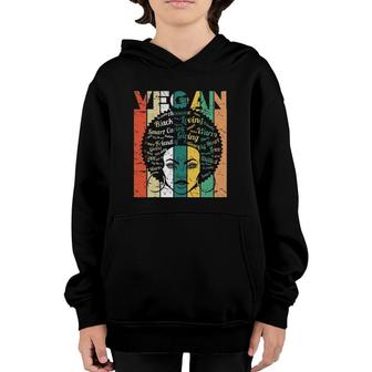 Black Woman Vegans Afro Retro Cool Black History Month Gift Youth Hoodie | Mazezy