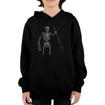 Blackbeard Pirate Skeleton Caribbean Battle Flag Youth Hoodie | Mazezy