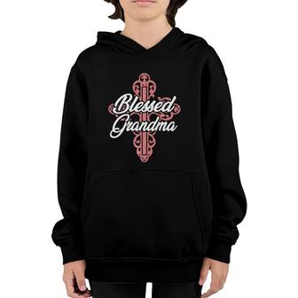 Blessed Grandma Religious Christian Cross Grandmother Gift Youth Hoodie | Mazezy DE