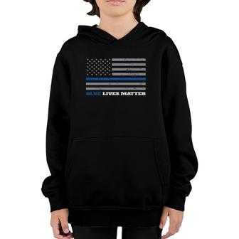 Blue Lives Matter Thin Blue Line Flag Youth Hoodie | Mazezy